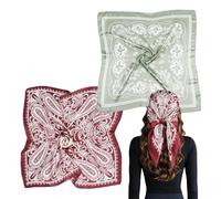HSUYUN 2 Pièces Foulard Soie, 70 x 70 cm Foulard Cheveux, Imitation Soie Femmes Grand Foulards Carrés, Foulards Bandana, pour Vêtements, Cou, Tête
