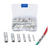 HSUYUN Cosses Électriques a Sertir Bout à Bout, 200 Pièces Sertir Bout, Non Isolées Connecteurs à Sertir, 6 Tailles, pour la Réparation de Lignes, les Connexions de Câbles de Bricolage
