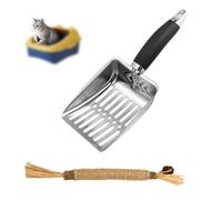 HSUYUN Pelle Litiere Chat, 26 cm Pelle a Crotte Chat, Acier Inoxydable Pelle à Chat en Métal, Pelle à Litière Chat avec Manche, pour Litière Chat, Coquillages, Sable