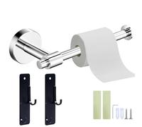 HSUYUN Toilet Paper Holder, Acier Inoxydable Devidoir Papier Toilette Mural, Argent 16,3 × 7,2 cm Dérouleur Papier Toilette, Équipé de 2 Doubles Crochets, Convient à Salle de Bain, Cuisine et Chambre