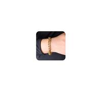 HSWYFCJY Bracelet cubain hommes en acier inoxydable Bracelet blindé hommes Golden Hip Hop Bracelet pour hommes Bijoux Largeur 9mm,Longueur 23cm