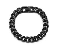 HSWYFCJY Bracelet cubain hommes en acier inoxydable Bracelet blindé hommes noir Bracelet hip hop pour hommes Bijoux Largeur 10.5mm,Longueur 19cm