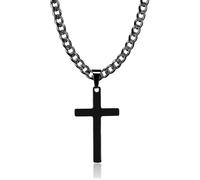 HSWYFCJY Cuba Cross Men's Chain Acier Inoxydable Black Chaîne Noire Homme Collier Pour Hommes De 20 Pouces Bijoux Pour Femmes