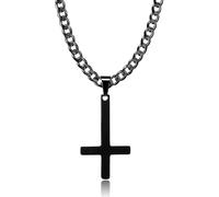 HSWYFCJY Cuba Cross Men's Chain Acier inoxydable Black chaîne noire homme Collier pour hommes de 20 pouces Inverted Cross bijoux pour femmes