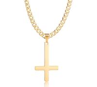 HSWYFCJY Cuba Cross Men's Chain Acier inoxydable Or chaîne noire homme Collier pour hommes de 24 pouces Inverted Cross bijoux pour femmes