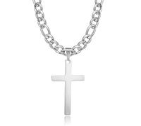 HSWYFCJY Figaro Cross Men's Chain Acier Inoxydable Argent Chaîne Noire Homme Collier Pour Hommes De 20 Pouces Bijoux Pour Femmes