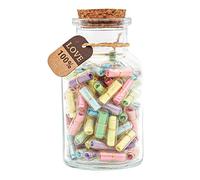 HSXIANG Lot de 100 lettres en forme de capsule en verre pour petit ami/petite amie, lettre d'amour pour la Saint-Valentin, un anniversaire (couleurs mélangées)