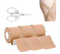 Hsyadazi 3 Rouleaux de Bandes Kinésiologiques (5cm x 5m) avec Ciseaux Offerts - Tape Sportif Professionnel Résistant à l'Eau & Hypoallergénique - Pour Muscles, Genoux & Épaules