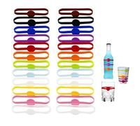 Hsyadazi Lot de 24 marqueurs de verre réutilisables en silicone - Marqueurs colorés pour verre à vin pour fête, bar et fête de mariage - Anneaux de verre à boire lavables au lave-vaisselle