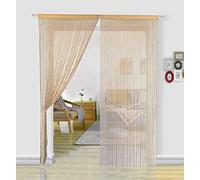 HSYLYM Spaghetti à Cordes Rideaux pour Le Salon Pearl Rideau intercalaire Home Decor, Tissu, Beige, 90x245cm