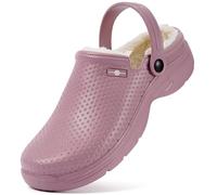Hsyooes Sabots Femmes Hiver Chaussons Hommes Sabots de Jardinage Fourrés Peluche Chaussons Imperméables Chaussures de Jardin Pantoufles Antidérapant Violet-A 44EU