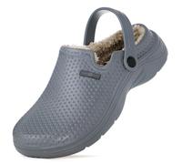 Hsyooes Sabots Femmes Hiver Chaussons Hommes Sabots de Jardinage Fourrés Peluche Chaussons Imperméables Chaussures de Jardin Pantoufles Antidérapant 43 EU Gris-A