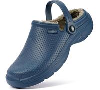 Hsyooes Sabots Femmes Hiver Chaussons Hommes Sabots de Jardinage Fourrés Peluche Chaussons Imperméables Chaussures de Jardin Pantoufles Antidérapant 44EU Bleu-A
