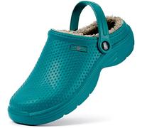 Hsyooes Sabots Femmes Hiver Chaussons Hommes Sabots de Jardinage Fourrés Peluche Chaussons Imperméables Chaussures de Jardin Pantoufles Antidérapant Vert-A 43EU