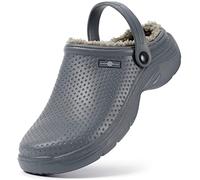 Hsyooes Sabots Femmes Hiver Chaussons Hommes Sabots de Jardinage Fourrés Peluche Chaussons Imperméables Chaussures de Jardin Pantoufles Antidérapant Gris-A 39EU