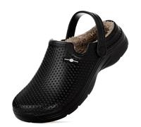 Hsyooes Sabots Femmes Hiver Chaussons Hommes Sabots de Jardinage Fourrés Peluche Chaussons Imperméables Chaussures de Jardin Antidérapant Pantoufles 38EU Noir-A