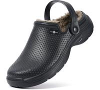 Hsyooes Sabots Femmes Hiver Chaussons Hommes Sabots de Jardinage Fourrés Peluche Chaussons Imperméables Chaussures de Jardin Pantoufles Antidérapant Noir-A 41EU