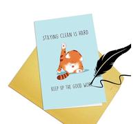 HSYTEK Carte de vœux amusante chat bleu sobriété, cadeau de carte de vœux, carte d'anniversaire mignonne, carte de sobriété, carte de repos sobriété pour hommes et femmes