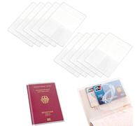 HSYTEK Lot de 10 étuis pour passeport - En plastique transparent et mat - 14 x 19 cm - Double étui étanche pour certificat de capacité (transparent 1)