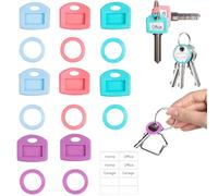 HSYTEK Lot de 16 capuchons de clés multicolores rectangulaires avec papier d'étiquette vierge, 2 styles, capuchons de clé en silicone, pour une identification facile des clés de porte, N°, NO