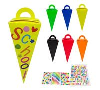 HSYTEK Lot de 24 sacs d'école à remplir soi-même - Sacs à sucre pliable avec autocollants - Décoration pour la rentrée scolaire