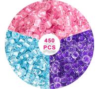 HSYTEK Lot de 450 perles de 4 mm à enfiler - Trois couleurs : bleu clair, rose et violet - Accessoires de perles DIY - Perles en verre de millet à faire soi-même - Perles en vrac pour travaux manuels,