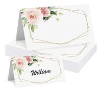 HSYTEK Lot de 50 cartons de table de mariage, 9 cm x 5 cm, motif floral, décoration de table, cartes de place pour mariages, baptêmes, toutes sortes de réunions