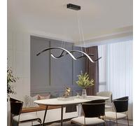 Hsyyz Dimmable LED Table à Manger Lumière Suspendue Cuisine Lampe Suspension avec Télécommande,Moderne Créatif Spirale Désign Lustre,Réglable en Hauteur, Intérieur Éclairage de plafond (Noir, L110cm)