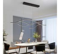 Hsyyz Moderne LED Suspensions,Dimmable Lampe Suspendue Avec Télécommande,Table à Manger Luminaire à Suspension,Lustre Réglable en Hauteur, Éclairage pour bureau,salle à manger,cuisine (Noir)