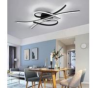 Hsyyz Plafonnier LED Dimmable avec Télécommande Moderne Créatif Métal Acrylique Design, Lampe Suspendue pour Chambre Bureau, Lumières intérieures, 54W, Noir, 100 x 50 x 9 cm