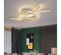 Hsyyz Salon Plafonniers LED Dimmable Plafonnier avec Télécommande Lampe de Chambre Moderne Créatif Métal Acrylique Design Plafonnier,Lampe Suspendue pour Bureau,Lumières intérieures,54W, Blanc+or