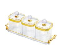 Hsyzygian Bac de rangement alimentaire à 3 sections pour une organisation efficace des aliments secs et des petits articles empilables