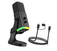 Hsyzygian Microphone USB portable avec base robuste et sélection de couleurs vives conçu pour la voix et les conversations de jeu avec suppression du bruit micro USB