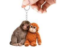 Hsyzygian Porte-clés tendance en forme d'animal inspiré de l'orang-outan avec des matériaux acryliques robustes ornement de voiture unique porte-clés orang-outan, Type D, taille unique
