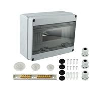 HT-12 Boîte de distribution 12 voies pour boîtier de distribution en saillie étanche IP65 pour extérieur et zones humides Boîte à fusibles 1 rangée avec couvercle transparent ABS + PC 255 x 200 x 110