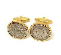 HT GLD Boutons de manchette de luxe 1960 Motif pièce de six pence