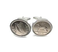 HT SLV Boutons de manchette en forme de pièce de 6 pence irlandaise de qualité supérieure pour 70e anniversaire
