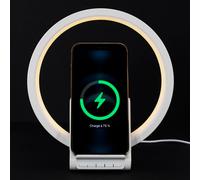 Ht0113,Lampe Chargeur Induction Enceinte 5W,Technologie De Charge Induction,Enceinte 5W Intégrée,Cercle Led Multicolore,Design 2 En 1 Pratique,Facilité D'Utilisation