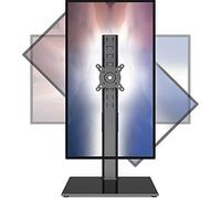 HT05B-003 Support de moniteur autonome avec bras incurvé pour écran de 27 à 43 pouces Base en verre trempé Inclinaison réglable de -15 ° à 10 ° Pivote à ± 45 ° Rotation à 360 ° Capacité de poids 35 kg