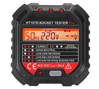 HT107D Testeur de Prise de Courant à Affichage Numérique LCD Détecteur de Défaut de Secteur Électroscope EU 90-250V Testeur de Tension électrique