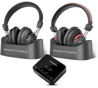 Ht41899 Plus 2 ¿ Dual Casque Tv Sans Fil Bluetooth 5.3 Pour Television Avec Transmetteur, Stations De Charge, Aptx Adaptive Et Latence Basse ¿ Compatible Optique Et Aux 3,5 Mm