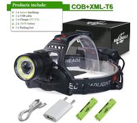Ht434b1-Box1 - Double Source De Lumière Zoom Phare Led Xm-L T6 Lampe Frontale Torchis 2x18650 Usb Rechargeable Phare Lampe De Poche Étanche Phare