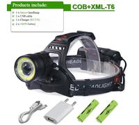 Ht434b1 - Double Source De Lumière Zoom Phare Led Xm-L T6 Lampe Frontale Torchis 2x18650 Usb Rechargeable Phare Lampe De Poche Étanche Phare