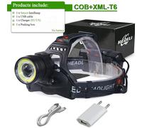 Ht434h1-Box1 - Double Source De Lumière Zoom Phare Led Xm-L T6 Lampe Frontale Torchis 2x18650 Usb Rechargeable Phare Lampe De Poche Étanche Phare