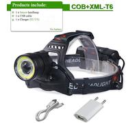 Ht434h1 - Double Source De Lumière Zoom Phare Led Xm-L T6 Lampe Frontale Torchis 2x18650 Usb Rechargeable Phare Lampe De Poche Étanche Phare