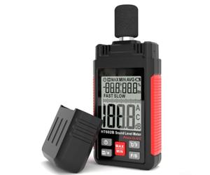 HT602A/B Sonomètre numérique 30-130 dBA, appareil de mesure du bruit avec microphone à condensateur, réponse rapide/lente, rétroéclairage LCD, détection de température et d'humidité (HT602B)