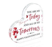 HTBIG Cadeau de Saint-Valentin, avec inscription « You Are My Today And All of My Tomorrows i Love You Happy Valentine's Day » en forme de cœur, en acrylique, pour offrir à vos amis et votre petite