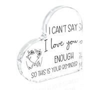HTBIG Cadeau de Saint-Valentin, YI can't Say I Love You Enough So This is Your Reminder en forme de cœur en acrylique en forme de cœur, à offrir à vos amis et votre petite amie
