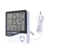 HTC-2 Thermomètre et hygromètre numérique électronique LCD avec affichage intérieur et extérieur et horloge