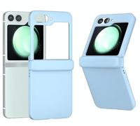 htdmobiles Coque pour Samsung Galaxy Z Flip 7 FE - Housse Etui Rigide Avant et Arriere - Bleu Clair